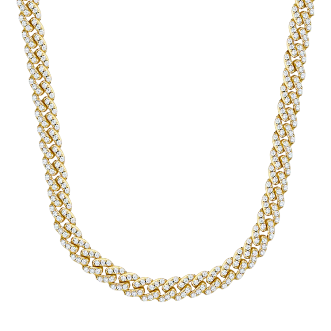 8mm Iced Out Gold Cuban Chain
