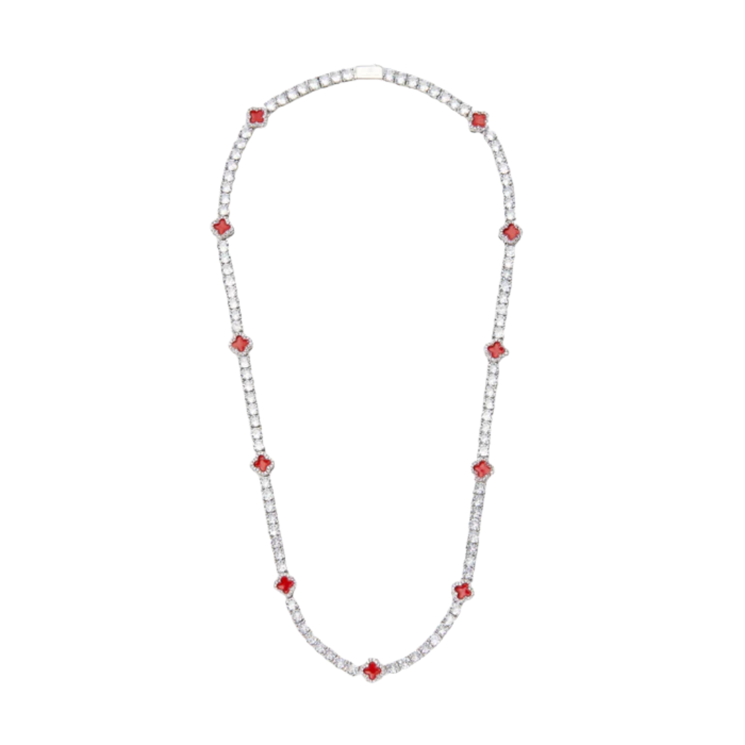 Red Clover Tennis Chain (Silver) - 4mm