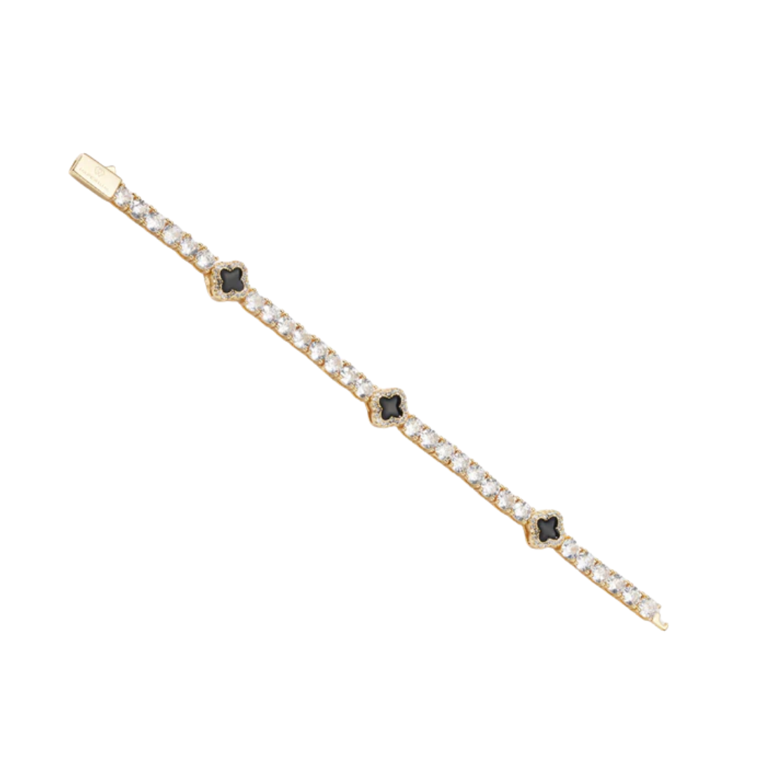 Black Clover 4mm Gold Tennis Bracelet