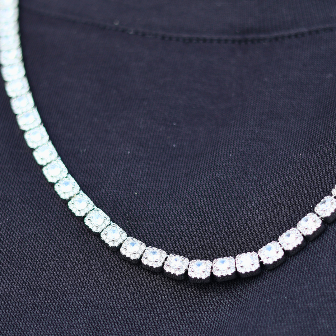 Micro Clustered Tennis Chain (Silver) - 5mm