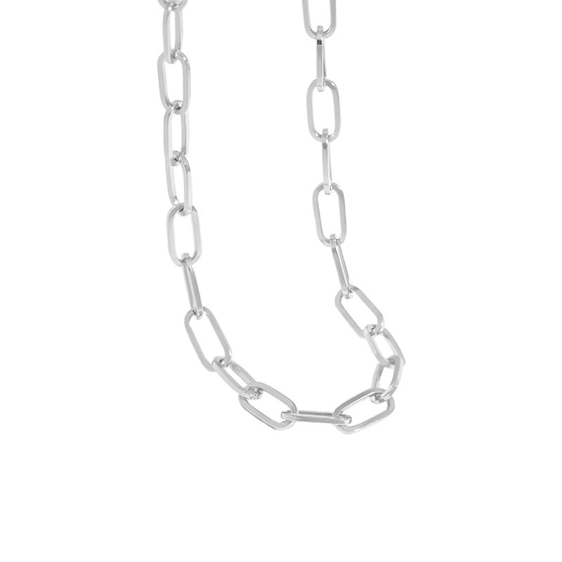 VVS Jewelry Paperclip Link Chain Necklace - 925 Sterling Silver & 18k Gold