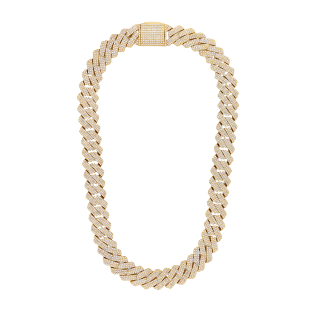 Iced Prong Cuban Chain (Gold) - 20mm