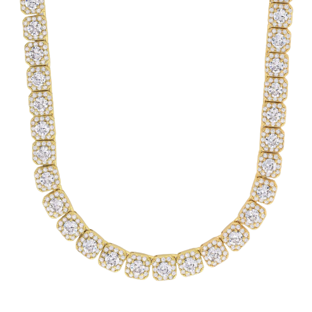 Clustered Tennis Chain (Gold) - 8mm