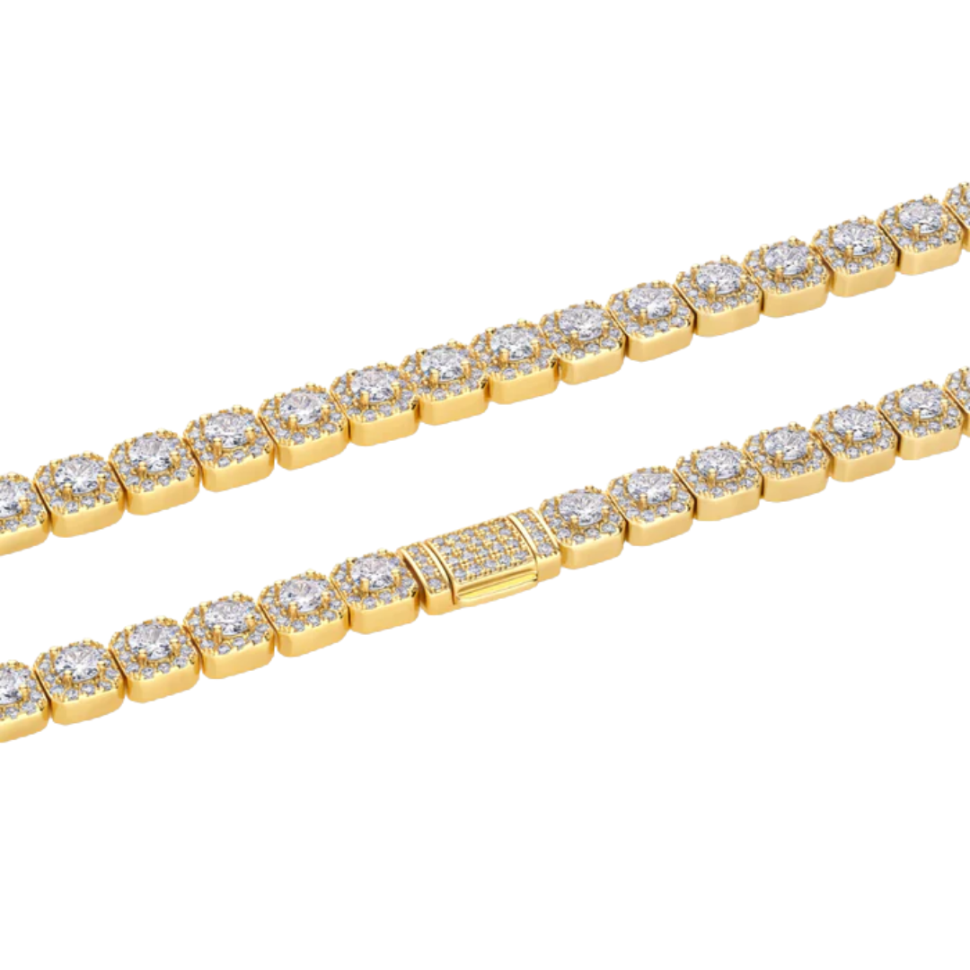 Clustered Tennis Chain (Gold) - 8mm