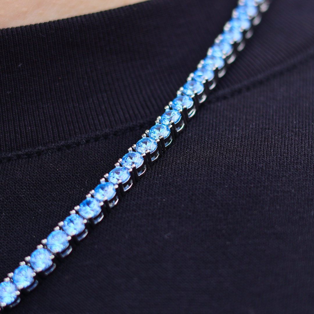 Blue Diamonds Tennis Chain (Silver) - 4mm