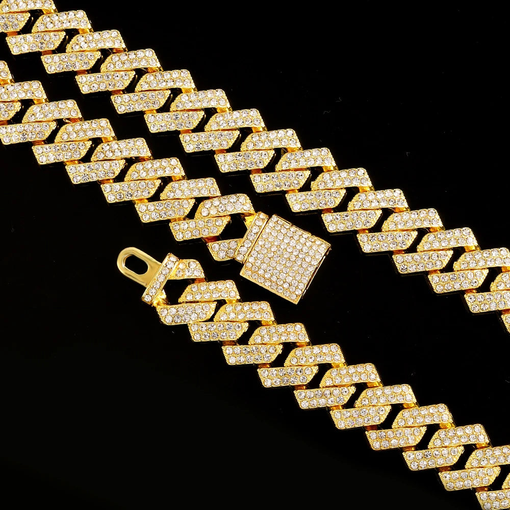 16mm Cuban Link Chain, Cross Watch & Bracelet Bundle Set
