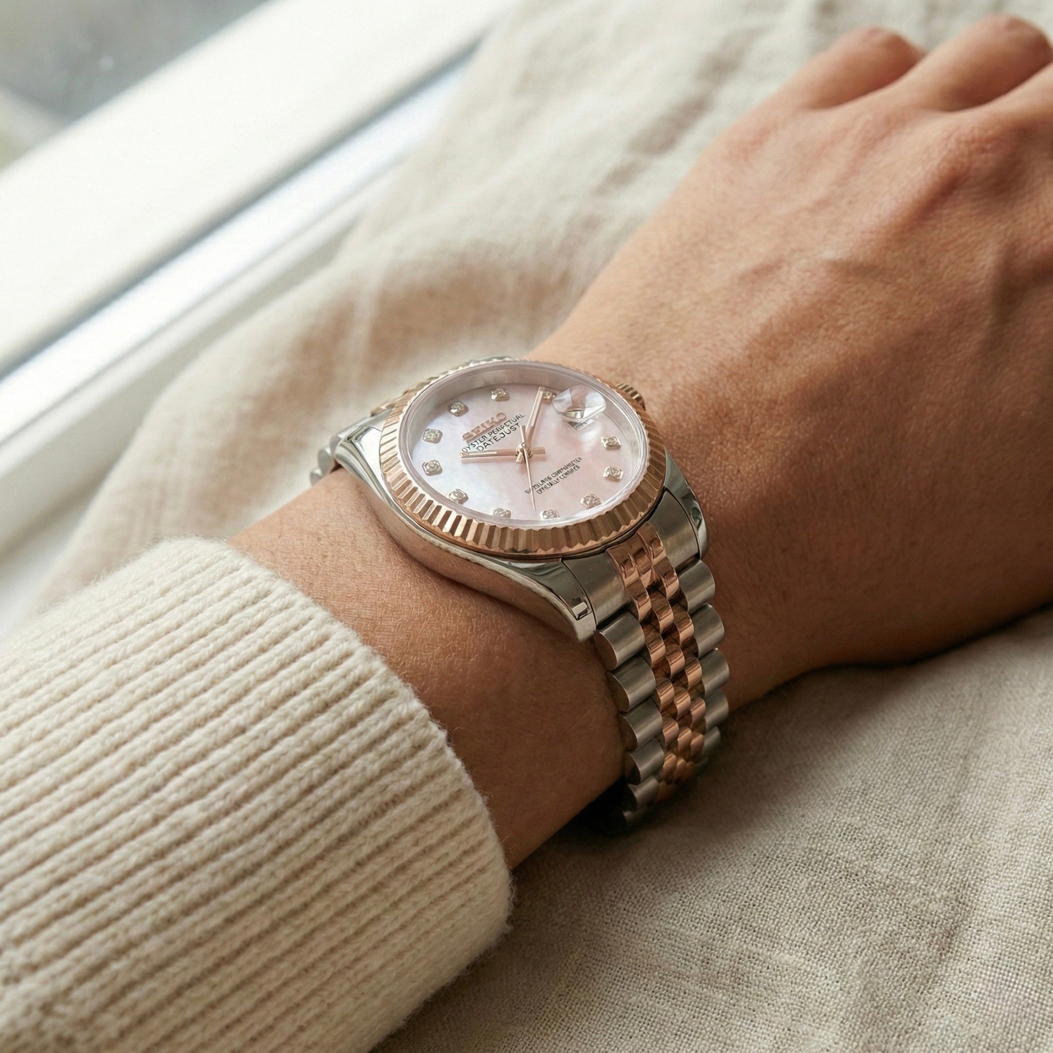 Seiko Mod Datejust | Baby Pink