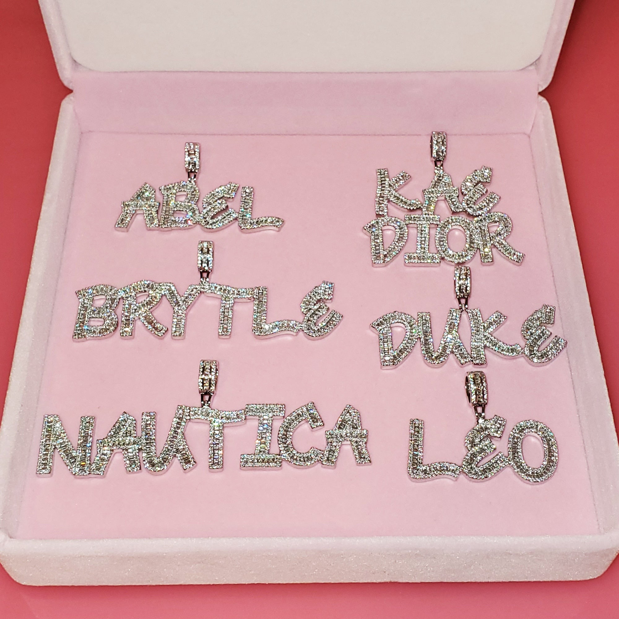 Thick Baguette Custom Letter Name Necklace