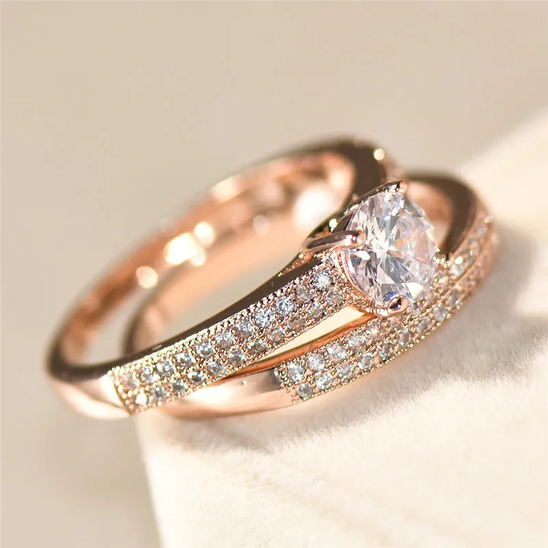 Double Band 925 Sterling Silver Rose Gold Travel Ring