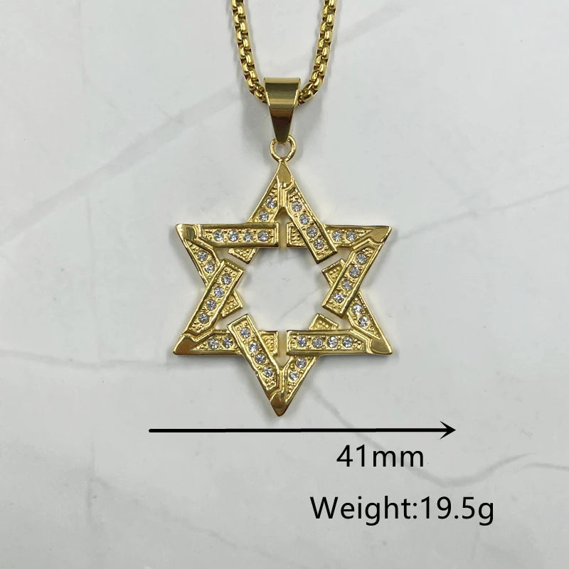 Iced Out Hexagram Star of David Necklace