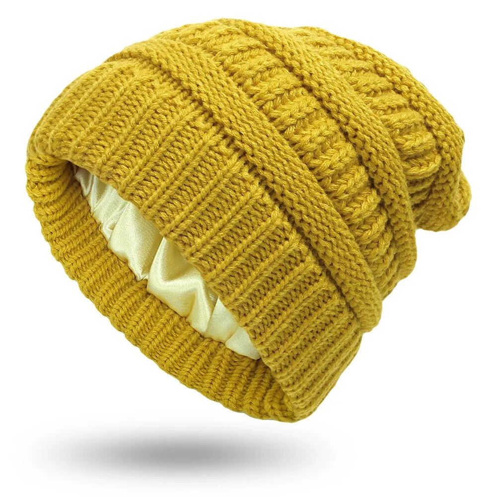 Winter Knit Satin Lined Beanies