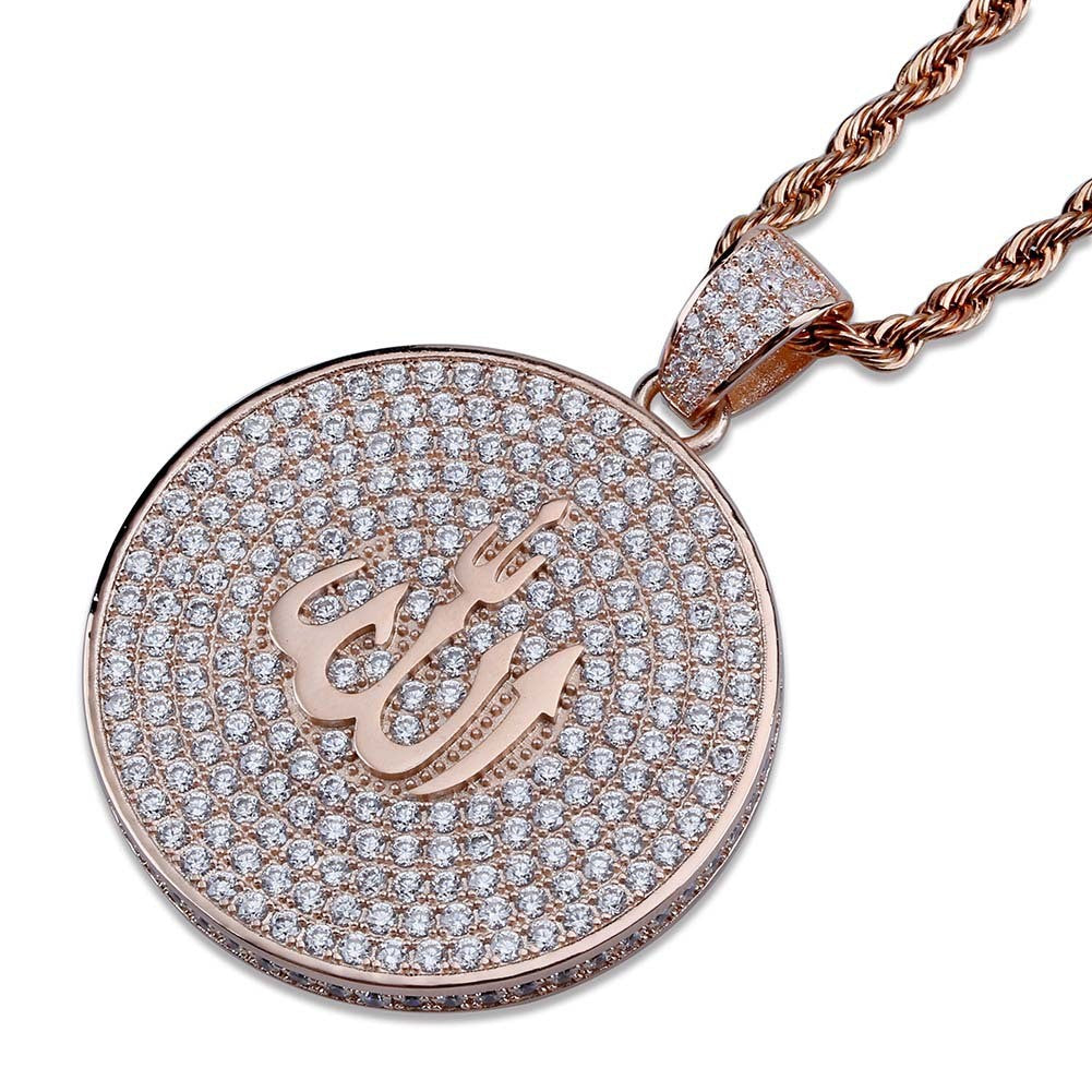 Iced Out Round Allah Necklace