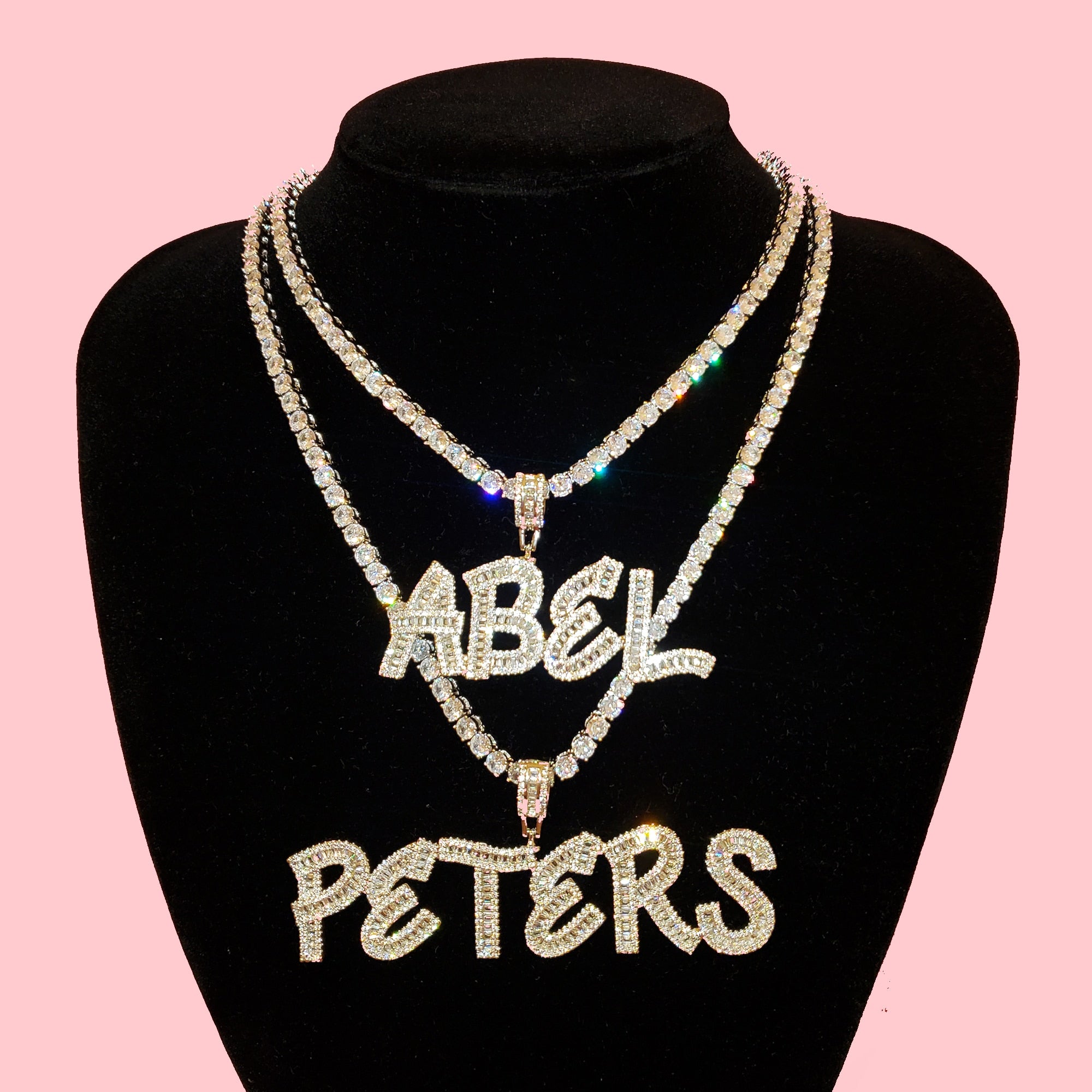 Thick Baguette Custom Letter Name Necklace