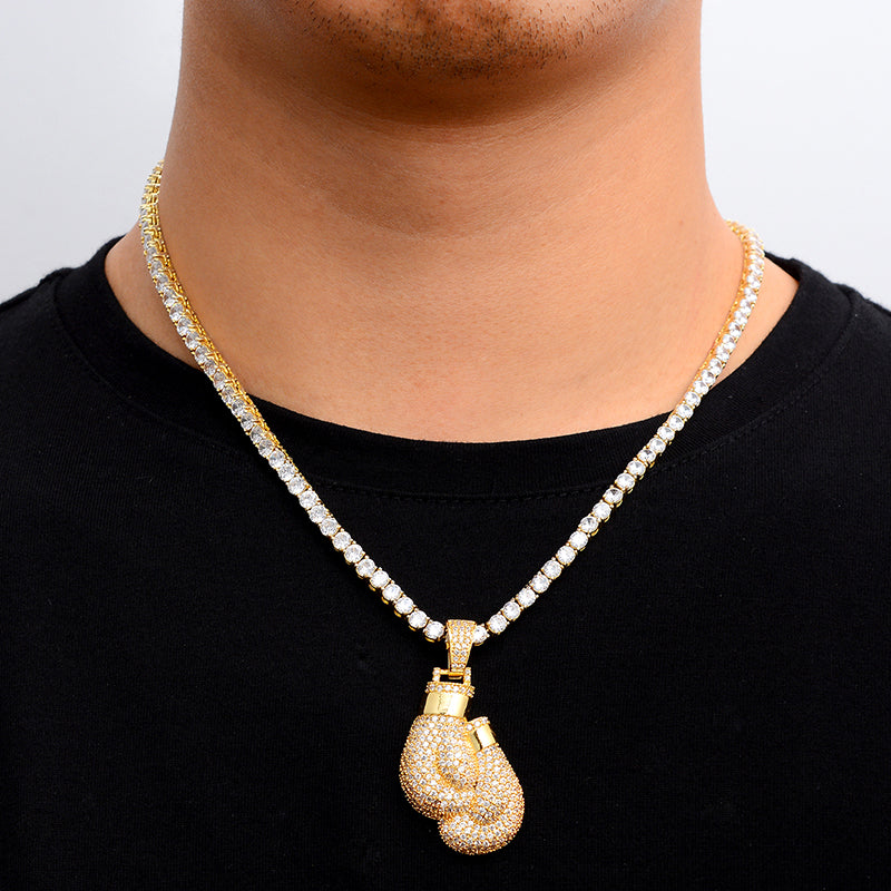 Boxing Gloves Pendant Tennis Chain Necklace