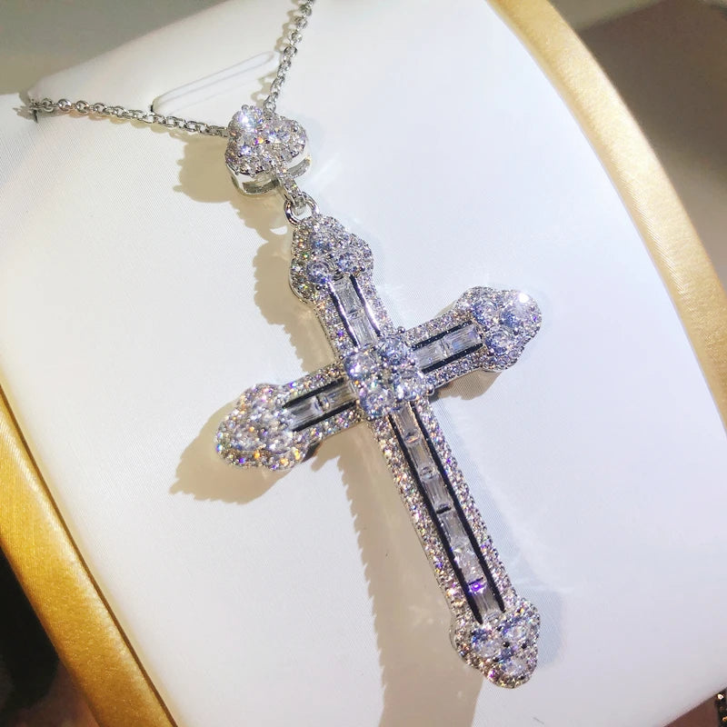 VVS Jewelry 925 Sterling Silver Cross Pendant Necklace