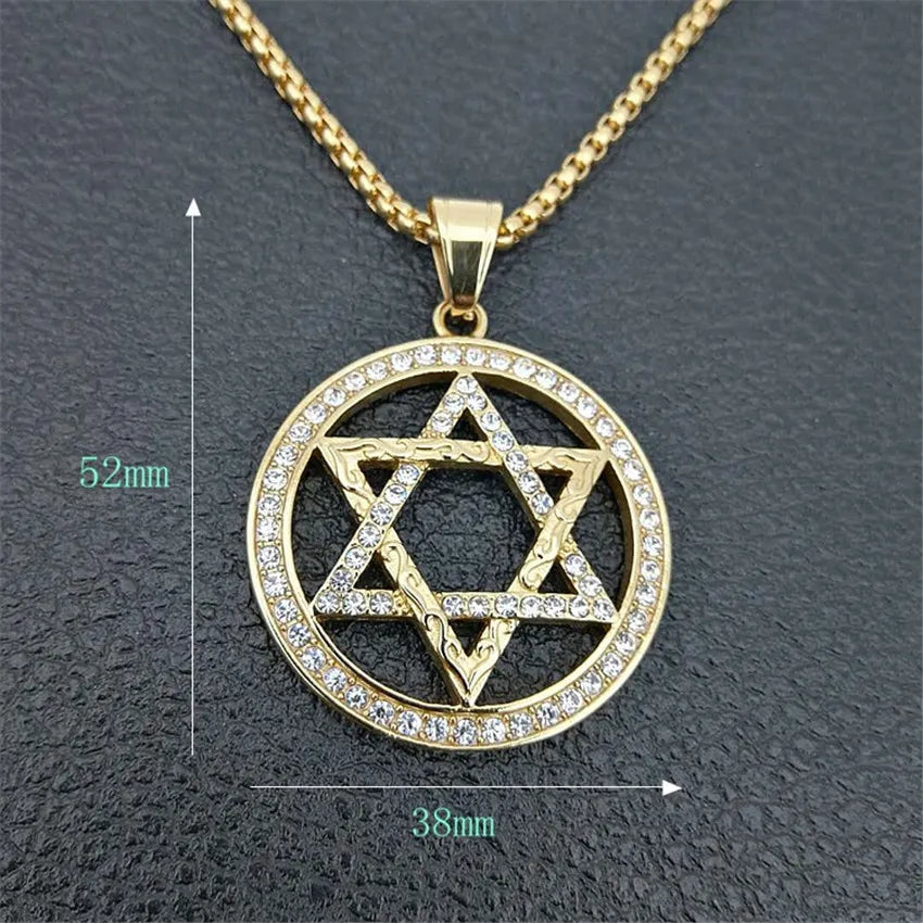 Icy Star of David Pendant Necklace