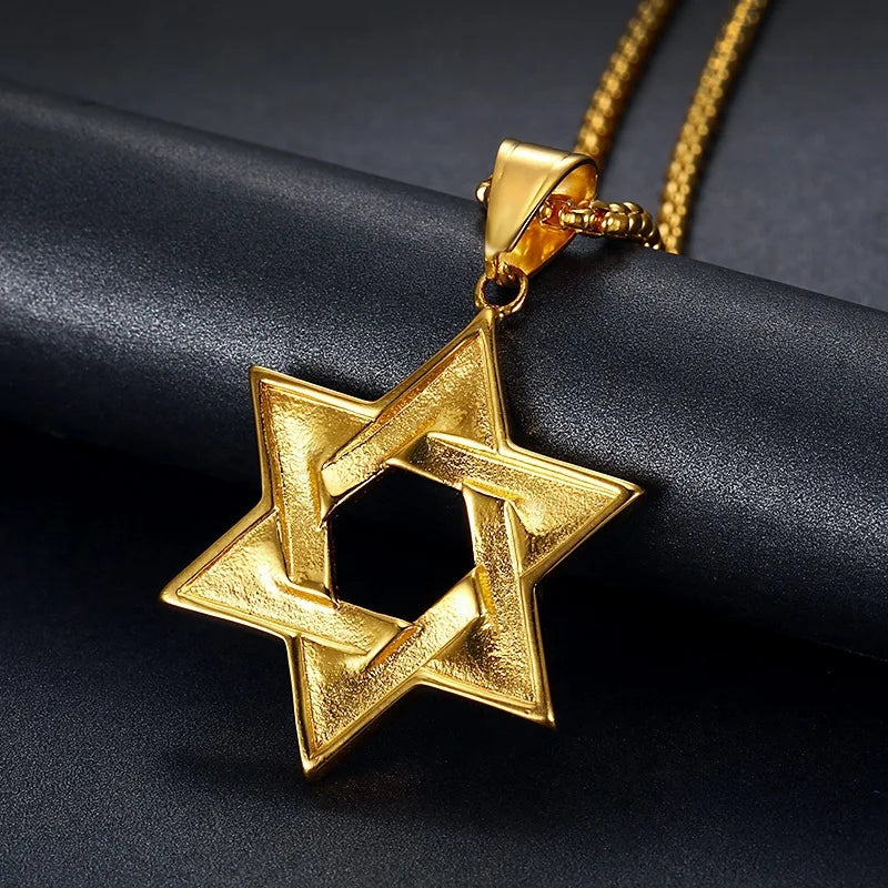 Double Row Iced Out Jewish Star of David Necklace
