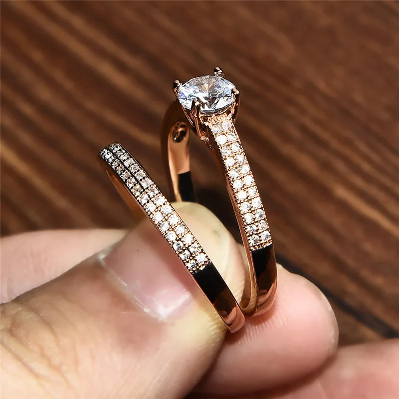 Double Band 925 Sterling Silver Rose Gold Travel Ring