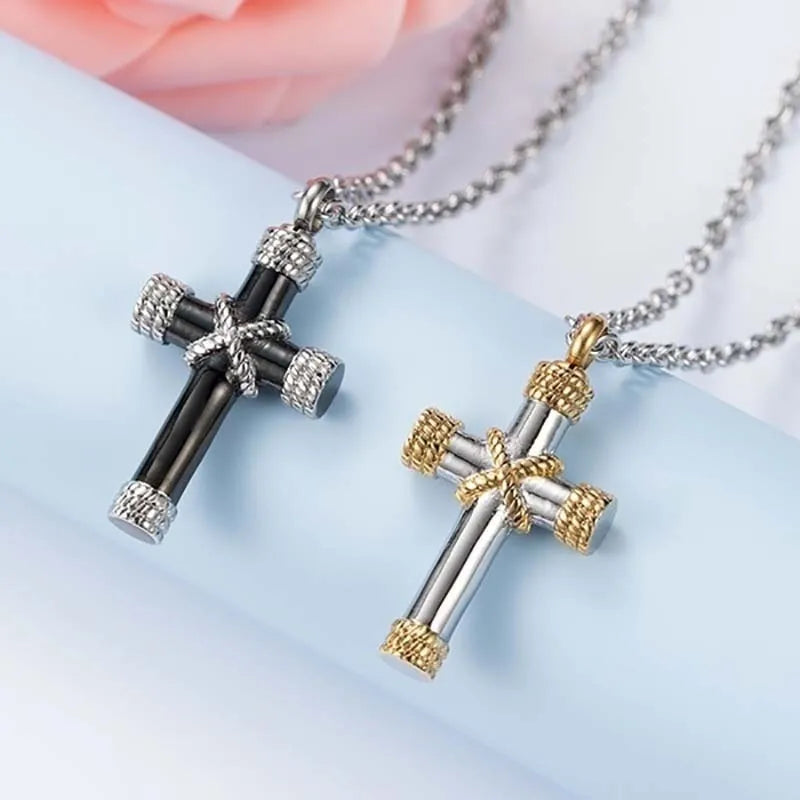 Lord Prayer Cross Ash Urn Pendant Necklace