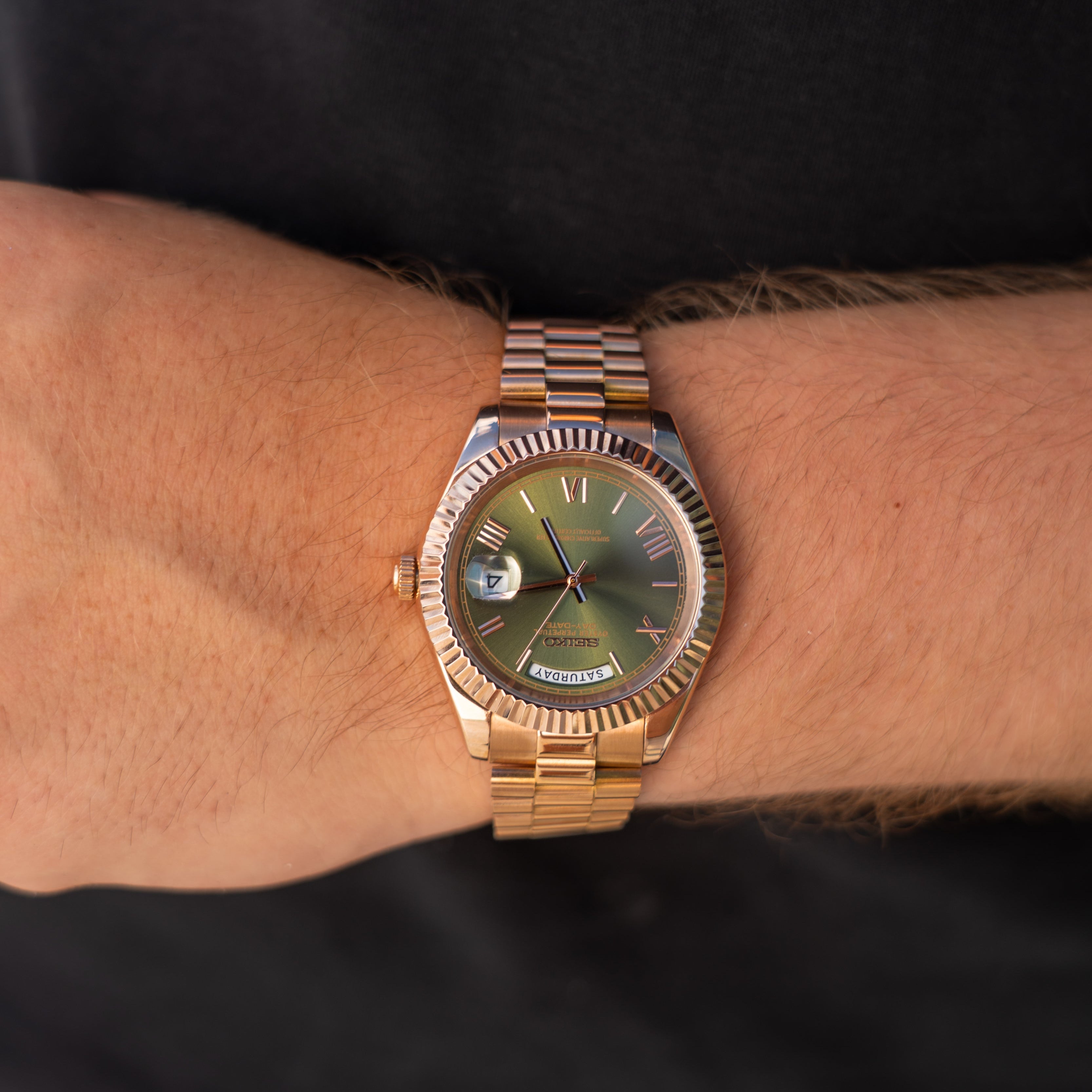 Seiko Mod Datejust – Rose Gold & Olive Green