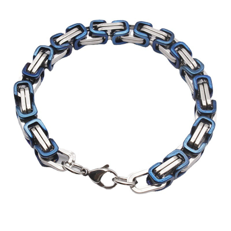 8mm Blue & Silver Byzantine Bracelet