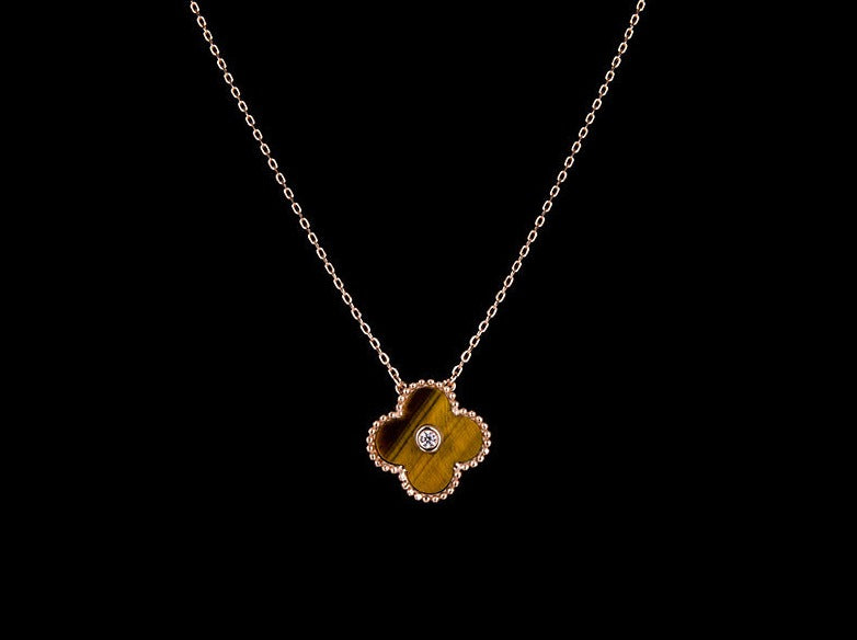 Single Clover Necklace - 925 Sterling Silver & 18k Gold - High Quality Dupe
