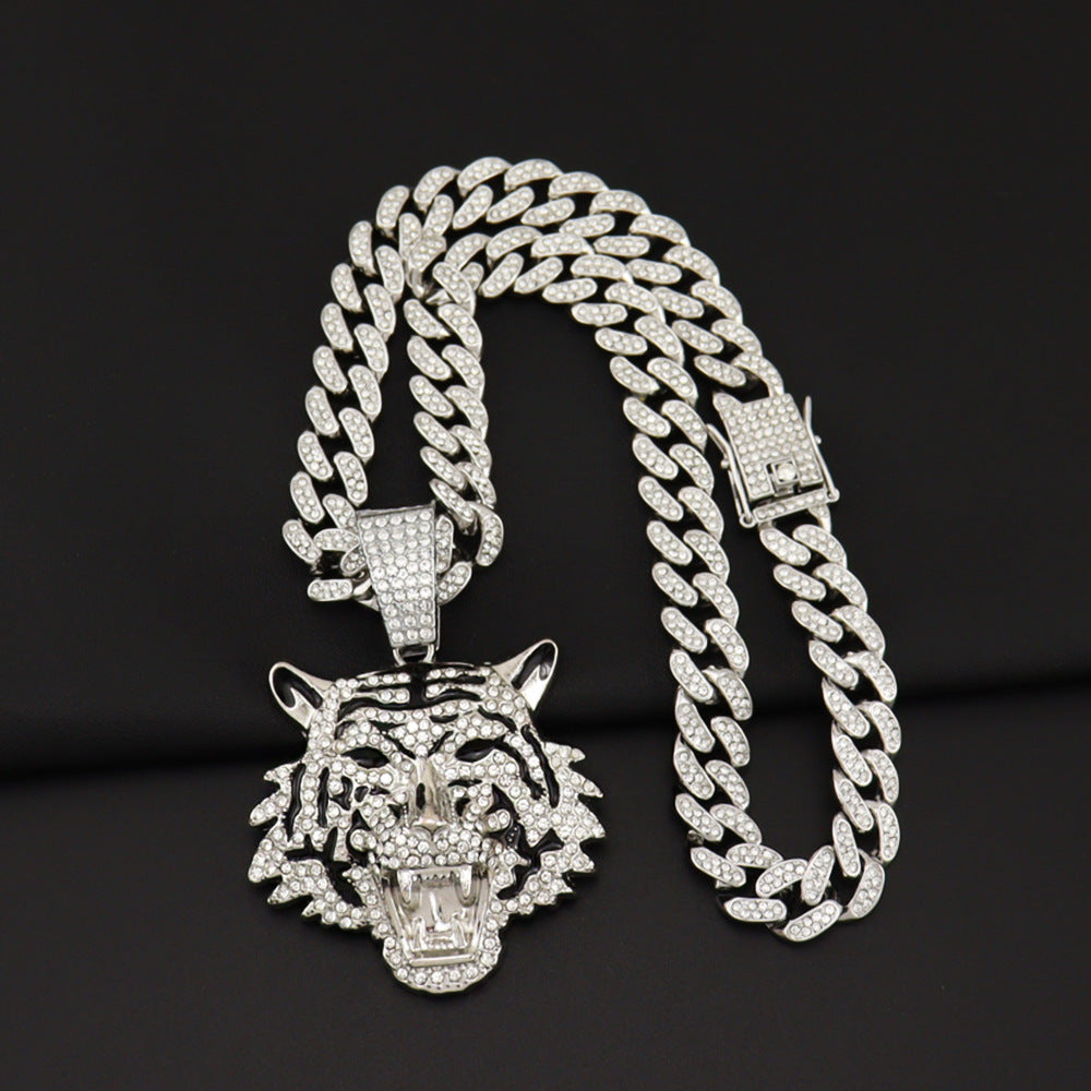 Icy Tiger Pendant Chain Necklace