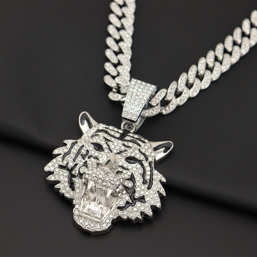 Icy Tiger Pendant Chain Necklace