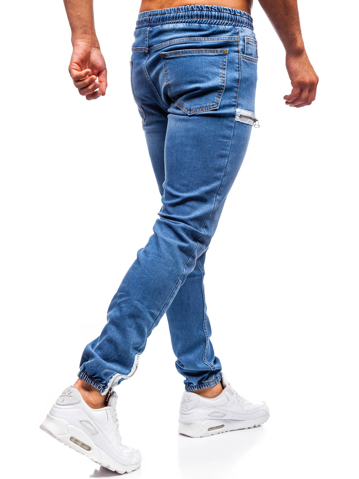 Frosted Zipper Design Casual Jeans
