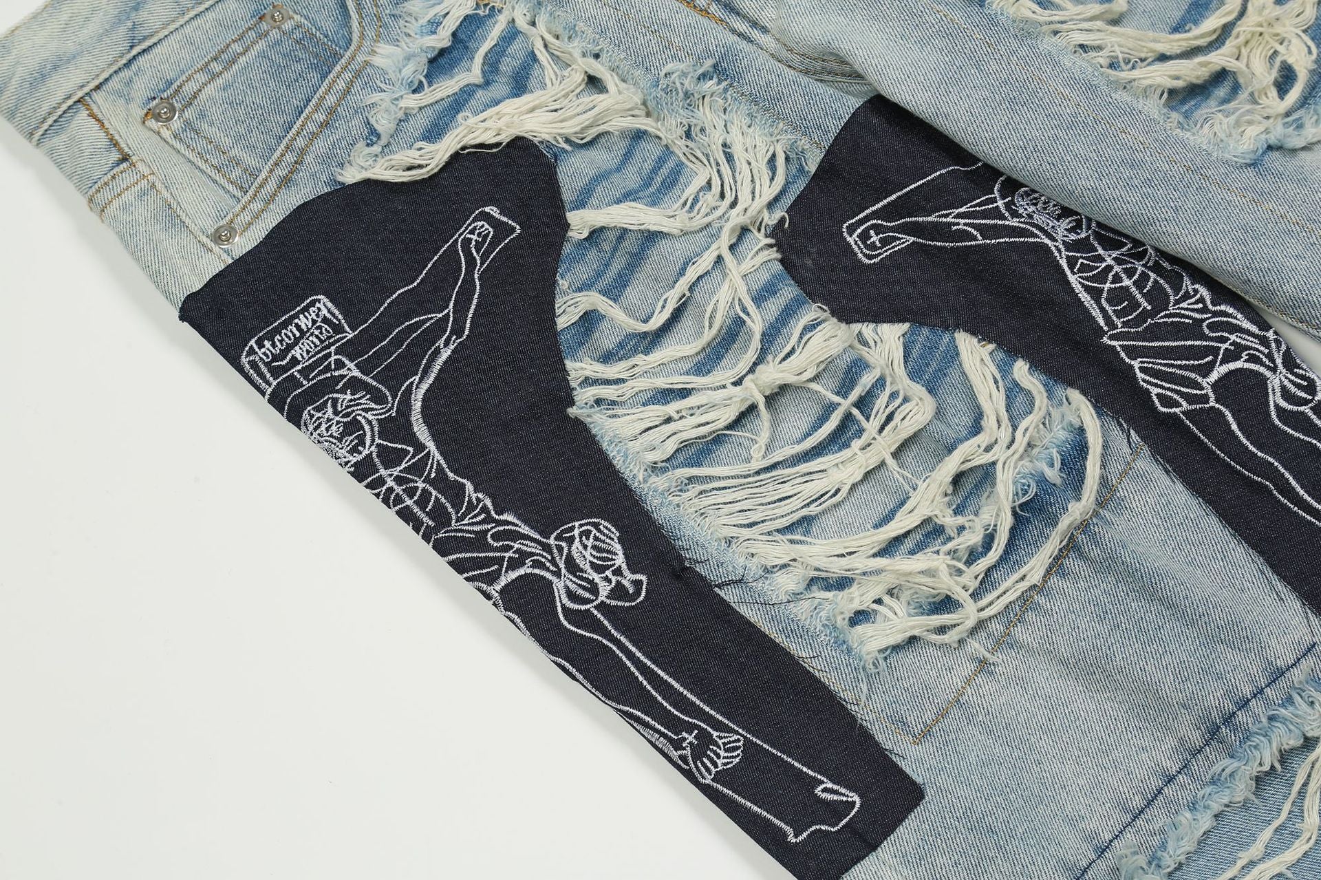 Ripped Jesus Patchwork Jeans