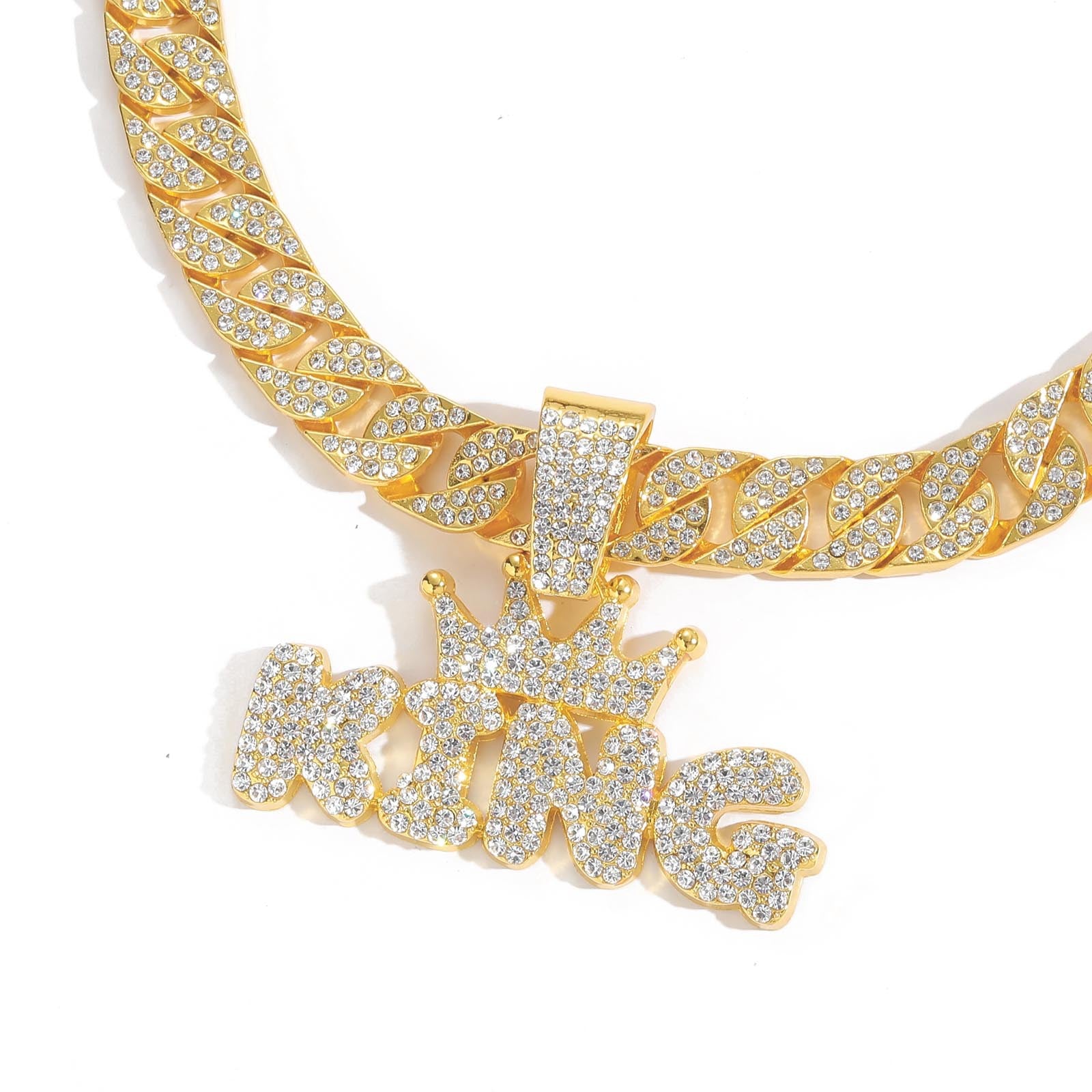Crowned King Iced Out Cuban Pendant Necklace