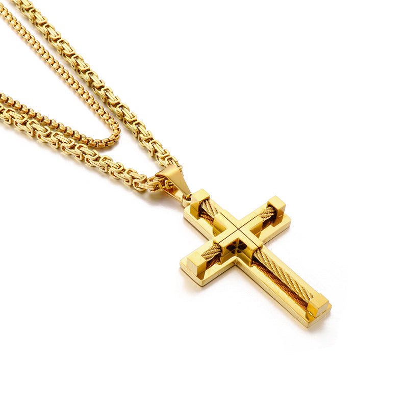 Stainless Steel Cable Cross Necklace