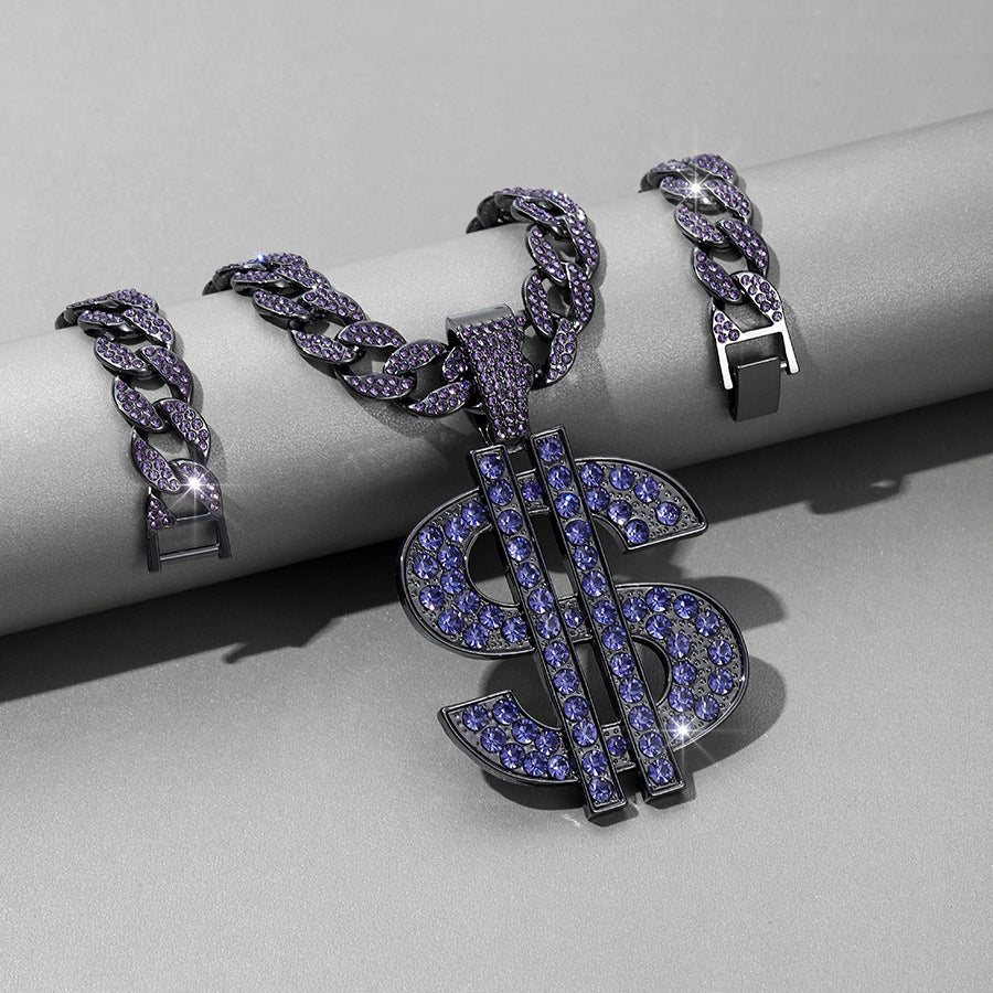 Purple Dollar Sign + Cuban Chain
