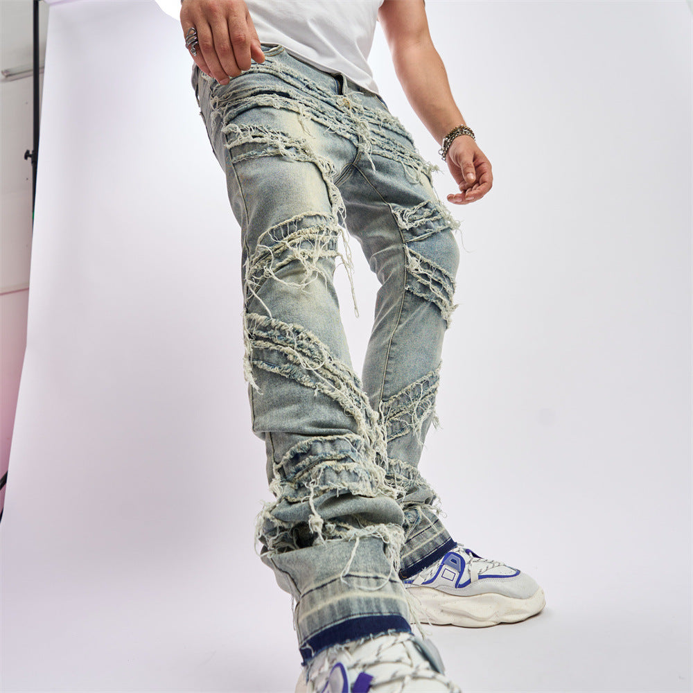 Distressed Stacked Biker Jeans