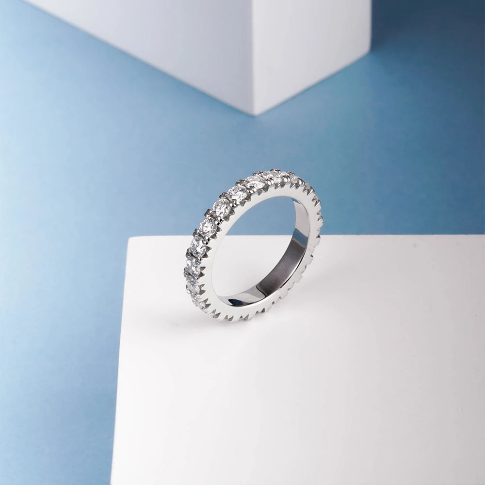 925 Sterling Silver Moissanite Eternity Ring