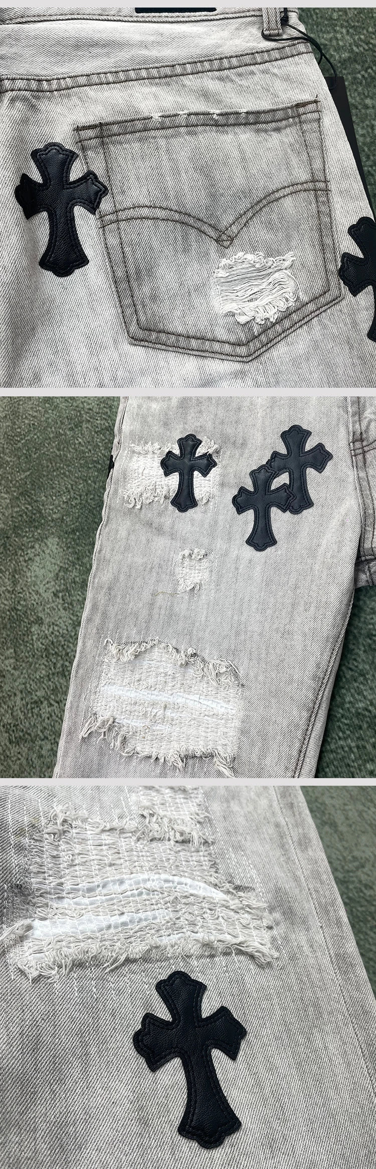 Cross Ripped Denim Jeans