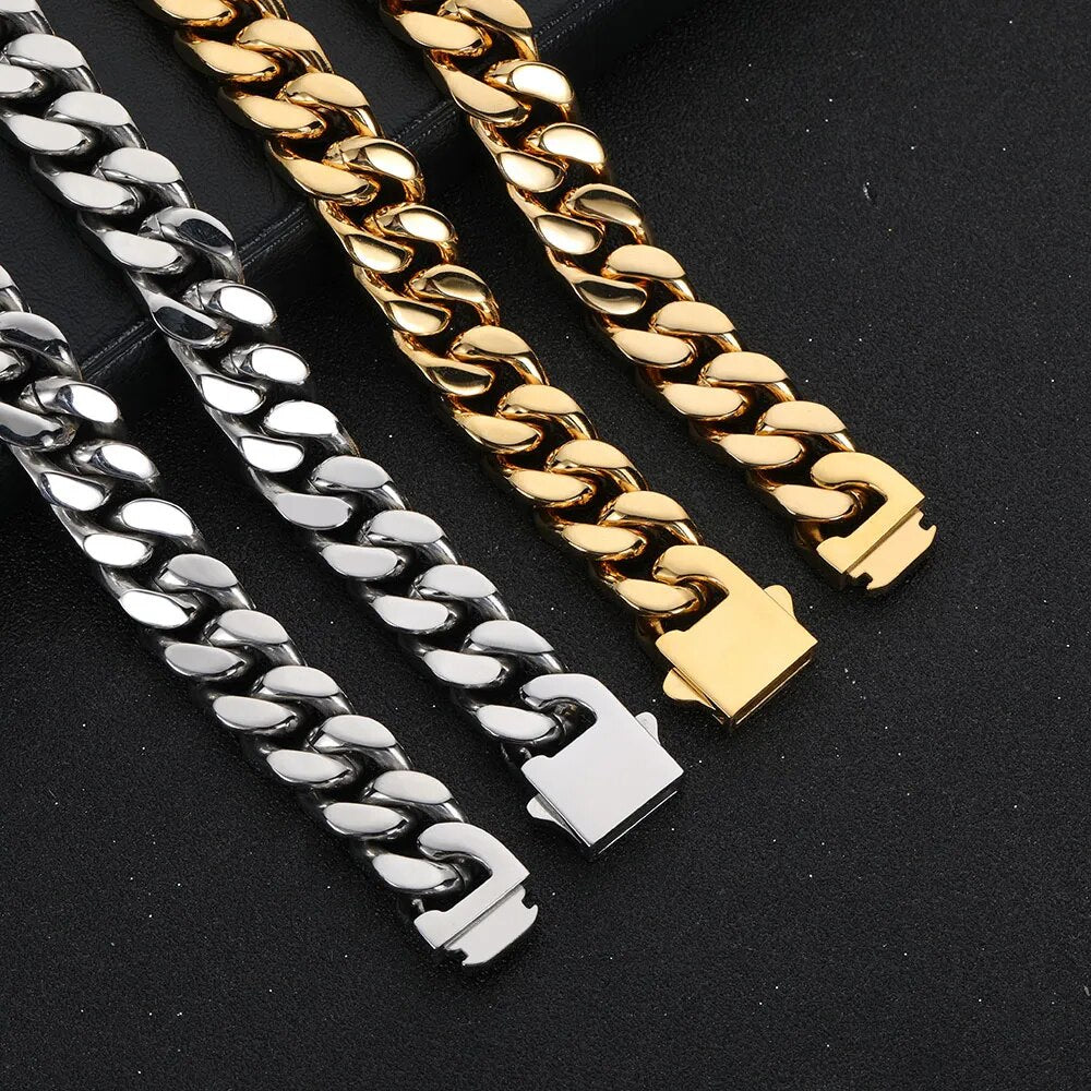 Gold Plated Stainless Steel Curb Cuban Link Chain or Bracelet - BOGO