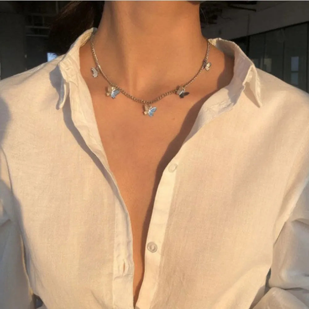 Trendy Butterfly Simple Single Layer Necklace
