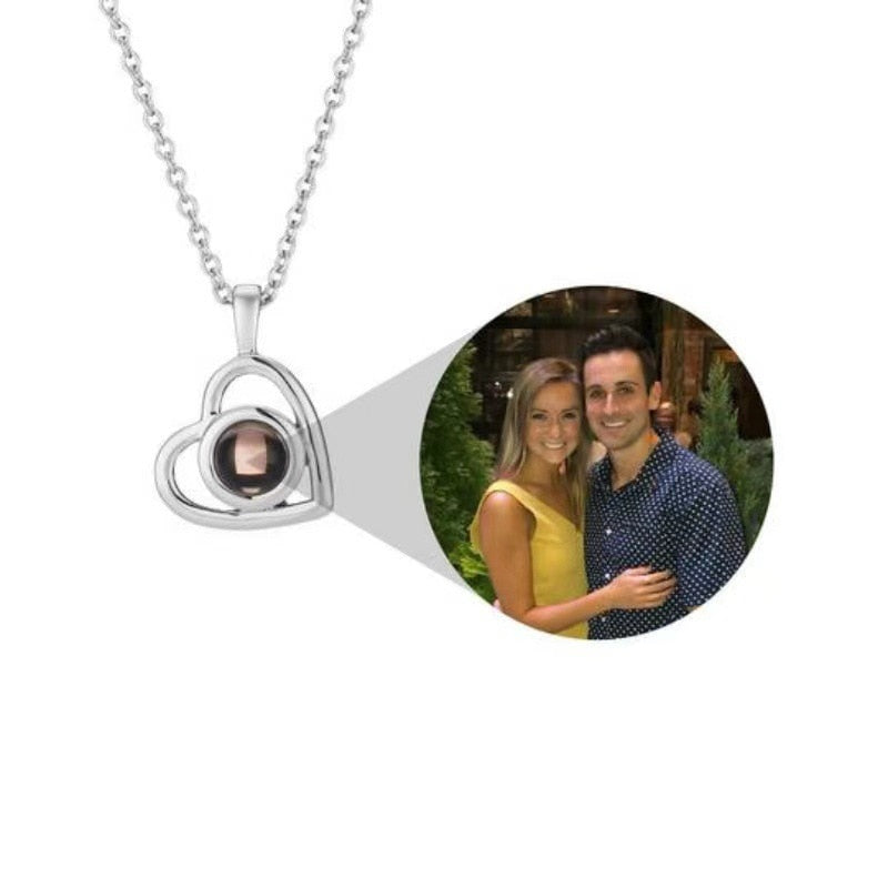Custom Photo Projection Heart Pendant Necklace