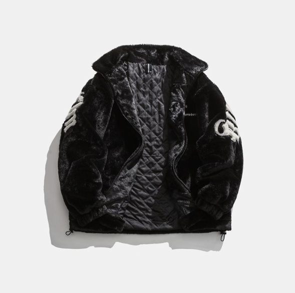 Letter Embroidered Plush Fleece Jacket