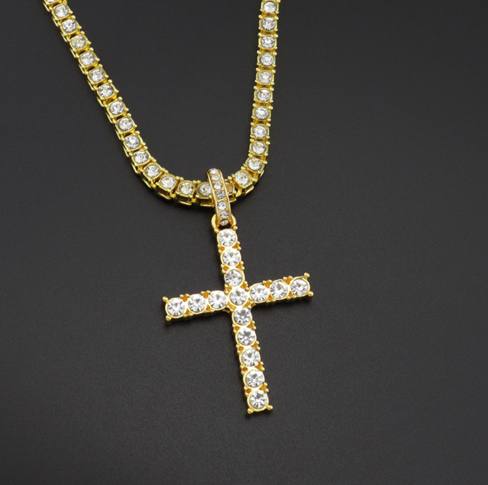 Iced Out Cross Tennis Chain