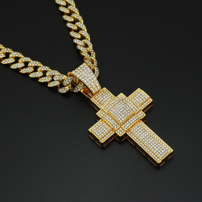 Fully Iced Classic Cross Pendant Necklace