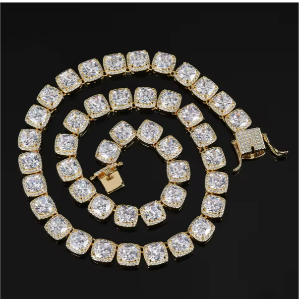 10mm Square CZ Tennis Chain Necklace
