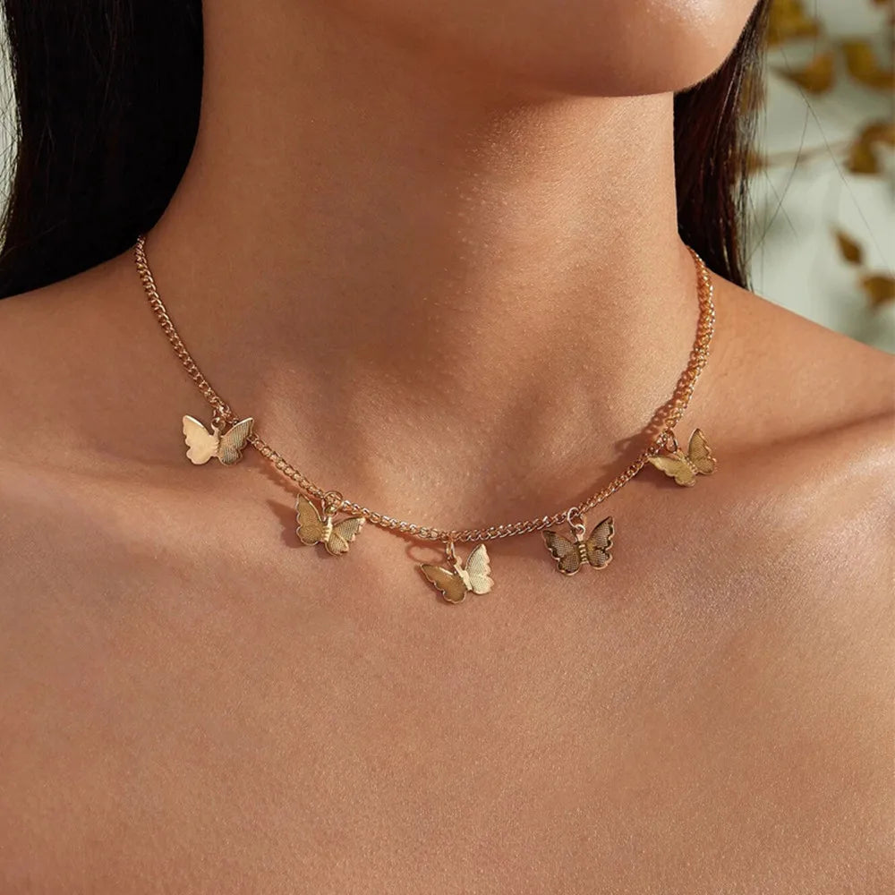 Trendy Butterfly Simple Single Layer Necklace