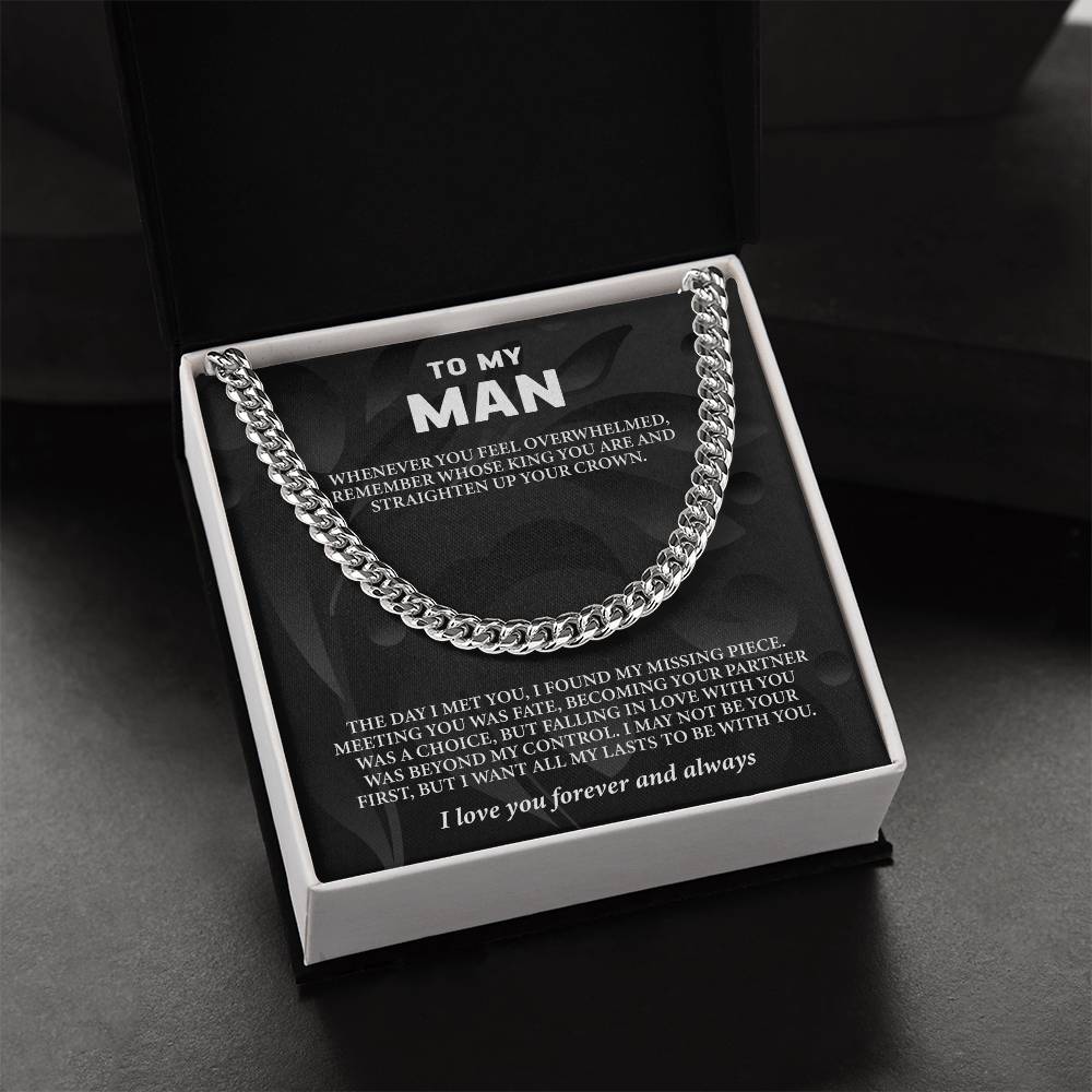 To My Man Message Card Cuban Chain