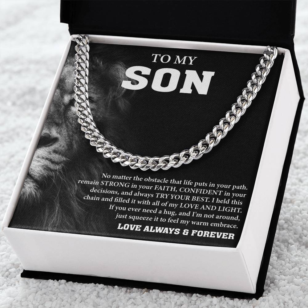 To My Son Message Card Cuban Chain