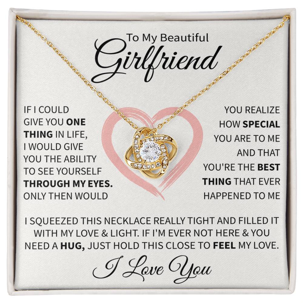 To My Beautiful Girlfriend Message Card Necklace