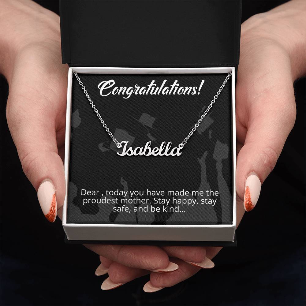 Congratulations - From Mother to Daughter - Message Card Custom Name Necklace
