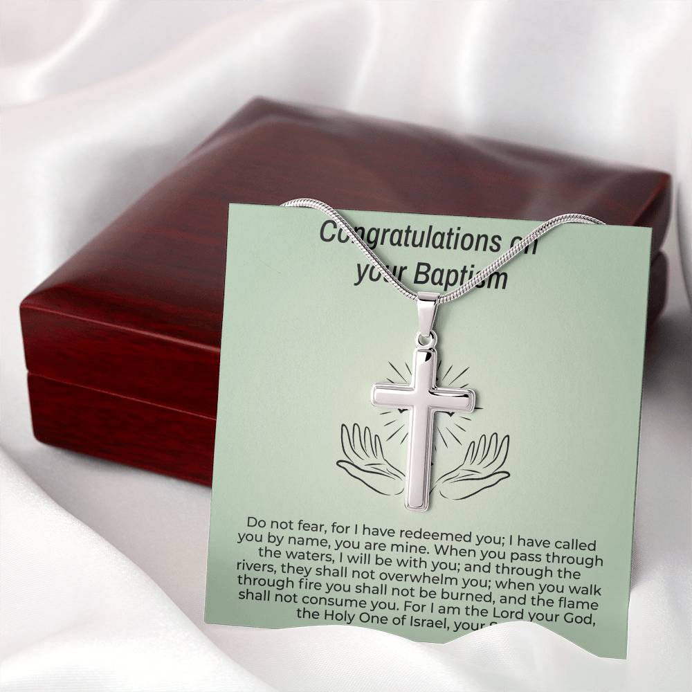 Baptism Gift Message Card Cross Necklace