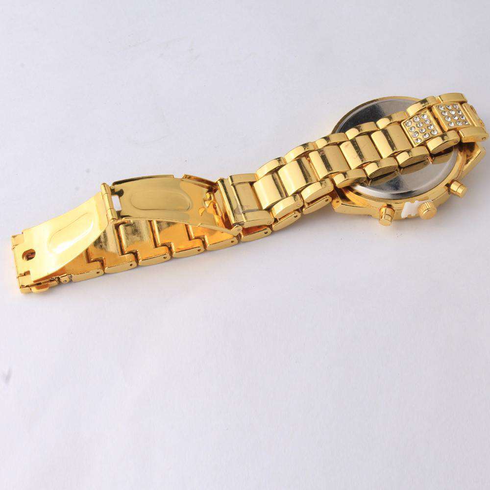 Hip Hop Fresh Jewelry hip hop jewelry Draped in Gold Watch, Bracelet, and Chain Combo